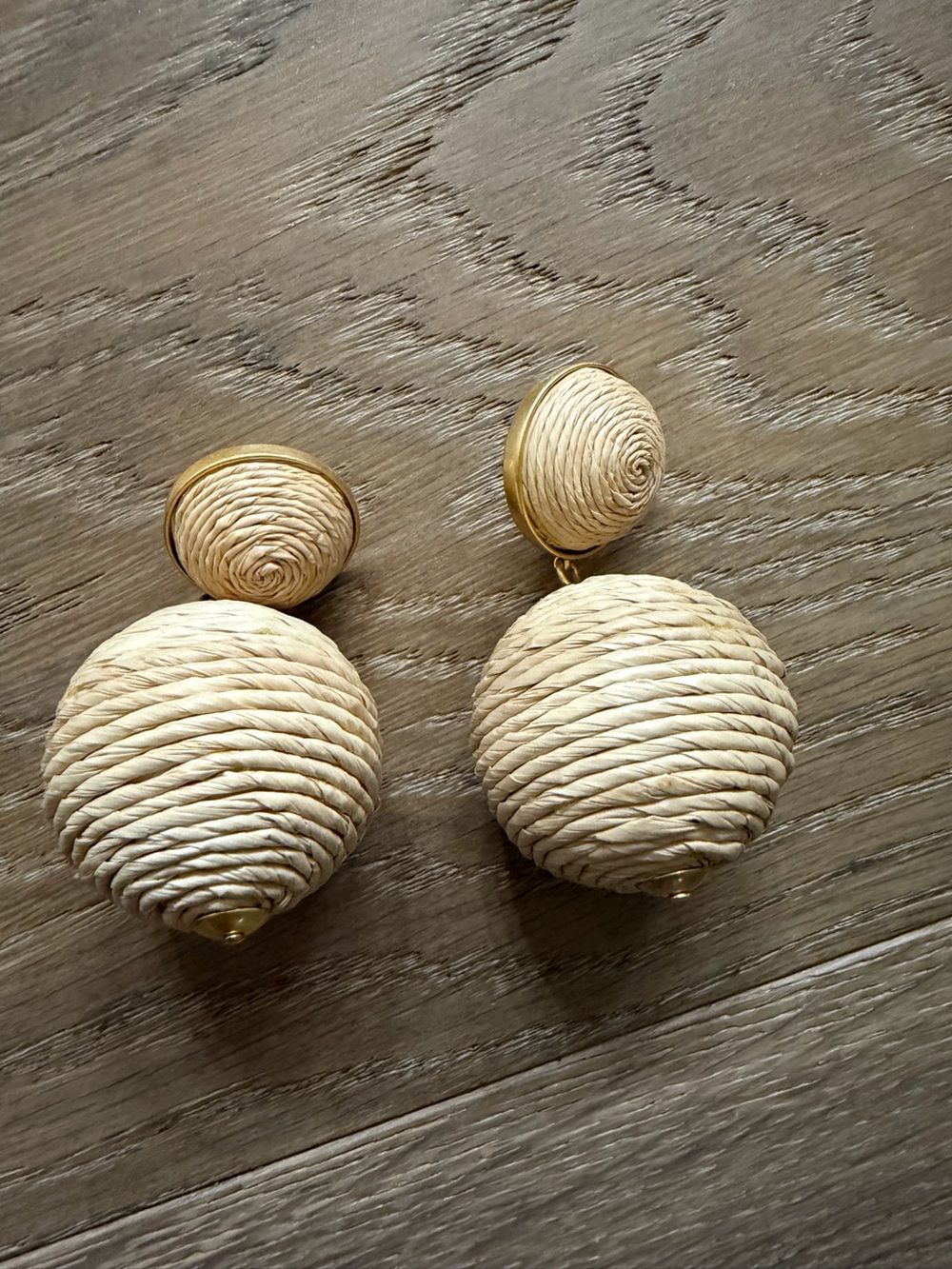 Mignonne Gavigan Cream Rope Ball Drop Earrings with Gold Accents